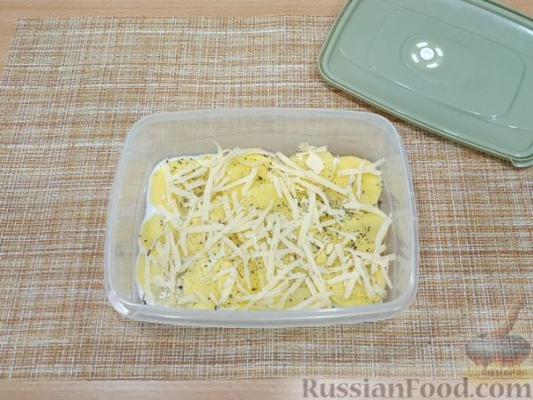 Картофель с сыром и молоком, в микроволновке